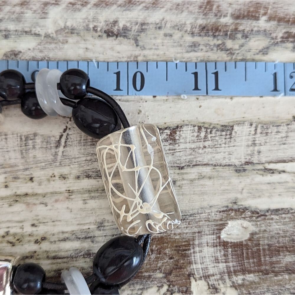 Chico's  Statement Necklace Black and Silver Tone - Picture 6 of 9
